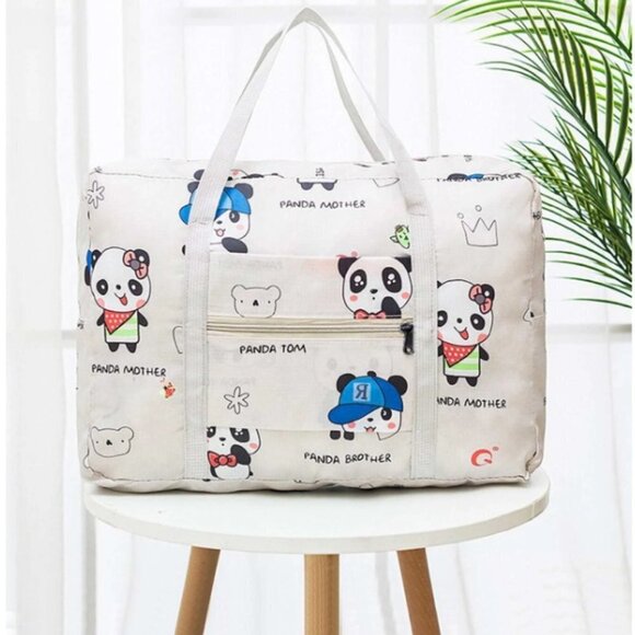 Travel Bag Panda Family Double Handle Packable Self Contained NWT - Picture 1 of 2
